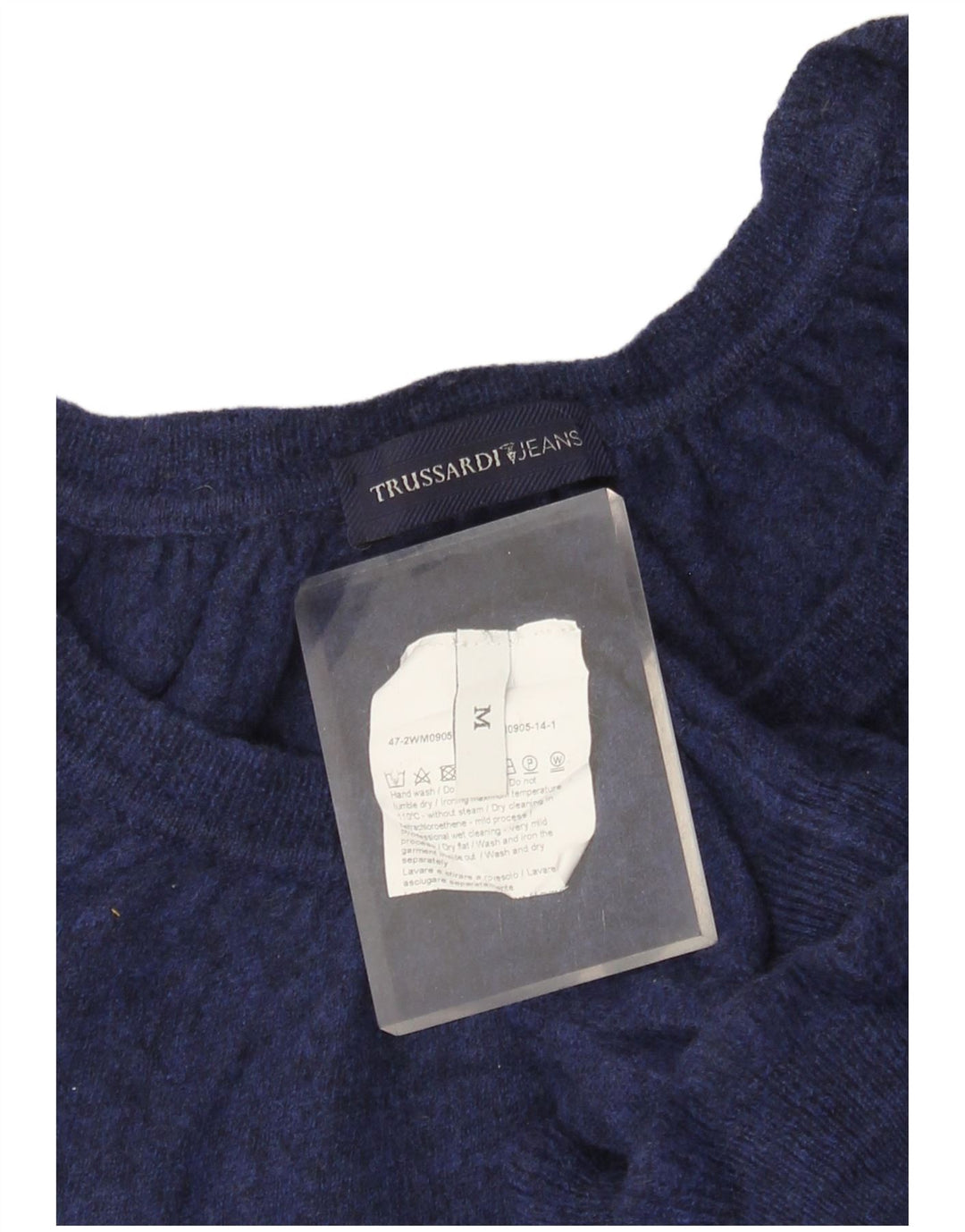 TRUSSARDI JEANS Dame Boat Neck Jumper Sweater UK 12 Medium Navy Blue