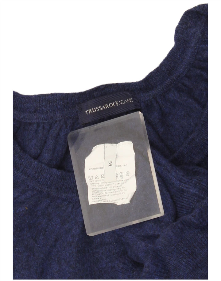 TRUSSARDI JEANS Dame Boat Neck Jumper Sweater UK 12 Medium Navy Blue