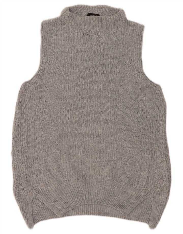 Topshop Dame Oversized Vest Tank Top UK 10 Small Grå Akryl