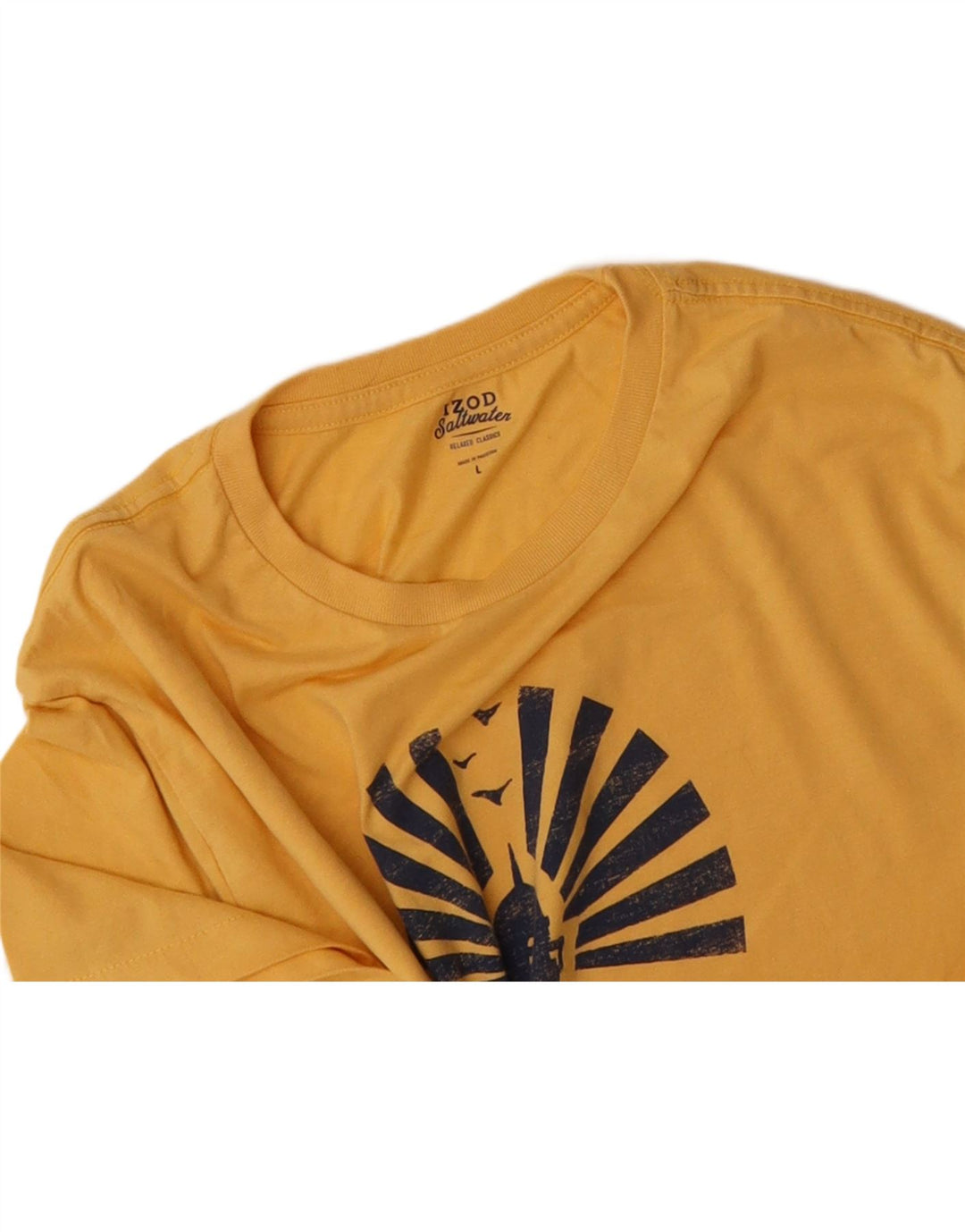 IZOD Mens Salt Water Graphic T-Shirt Top Large Yellow Vintage Izod and Second-Hand Izod from Messina Hembry 