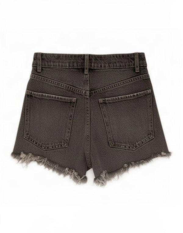Zara Womens Distressed Denim Shorts EU 34 2XS W24 Grå Bomuld