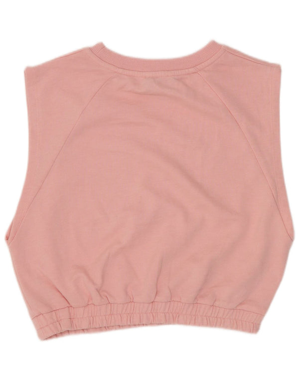 Topshop Dame Ærmeløs Crop Top UK 10 Small Pink Bomuld