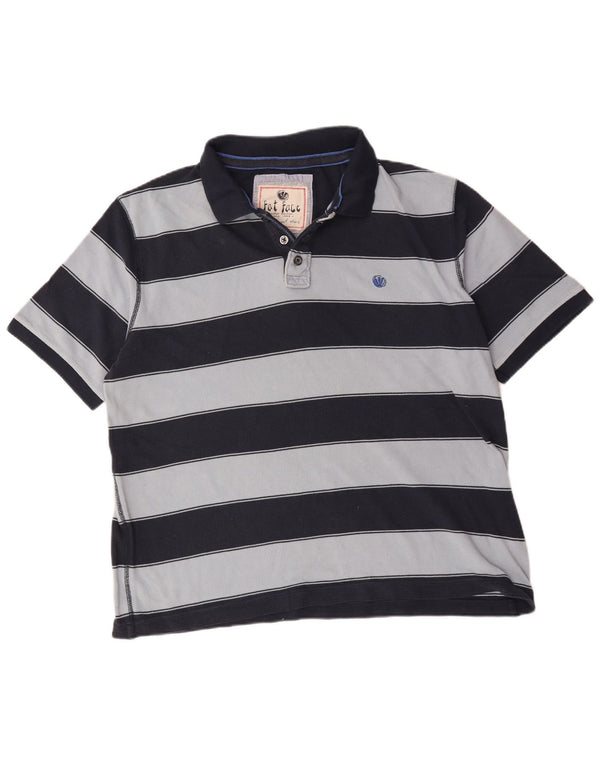 Fat Face herre poloshirt 2XL marineblå stribet bomuld