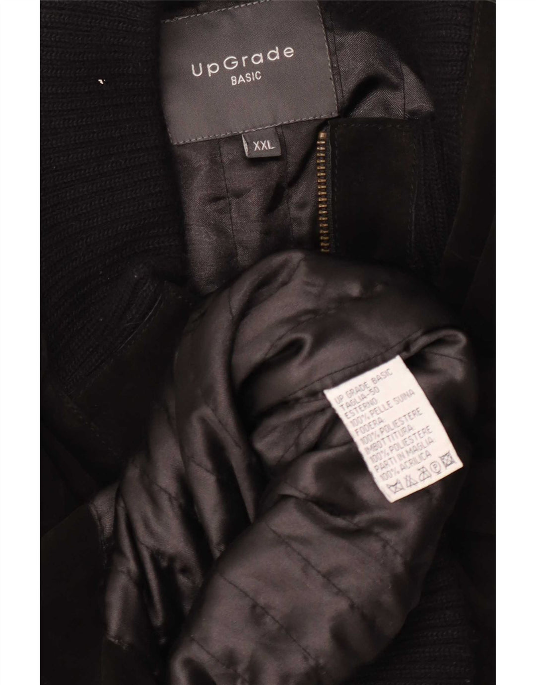 Vintage herre ruskind bomberjakke UK 44 2XL sort læder