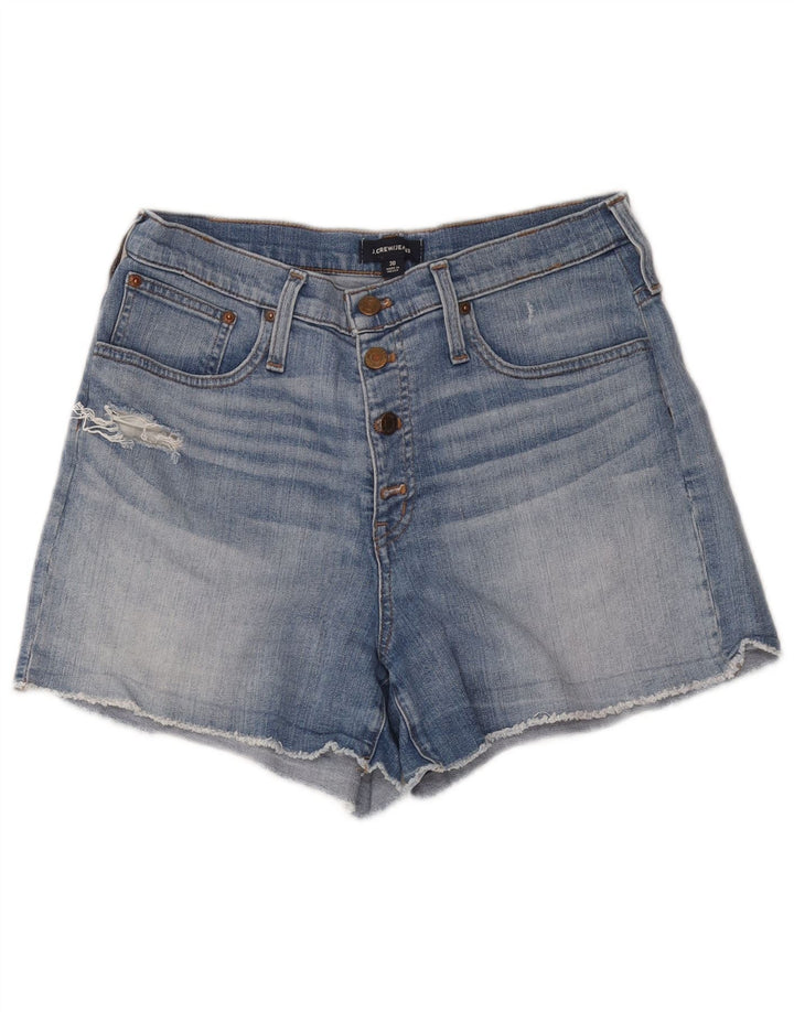 J. Crew Kvinders højtaljede distressed denimshorts W30 mellemblå bomuld