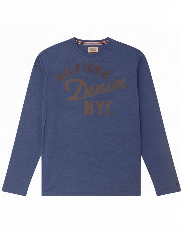 Tommy Hilfiger Mens Graphic Top Long Sleeve Small Blue Cotton