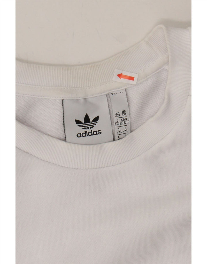 ADIDAS Mens Sweatshirt Jumper 2XL White Cotton Vintage Adidas and Second-Hand Adidas from Messina Hembry 