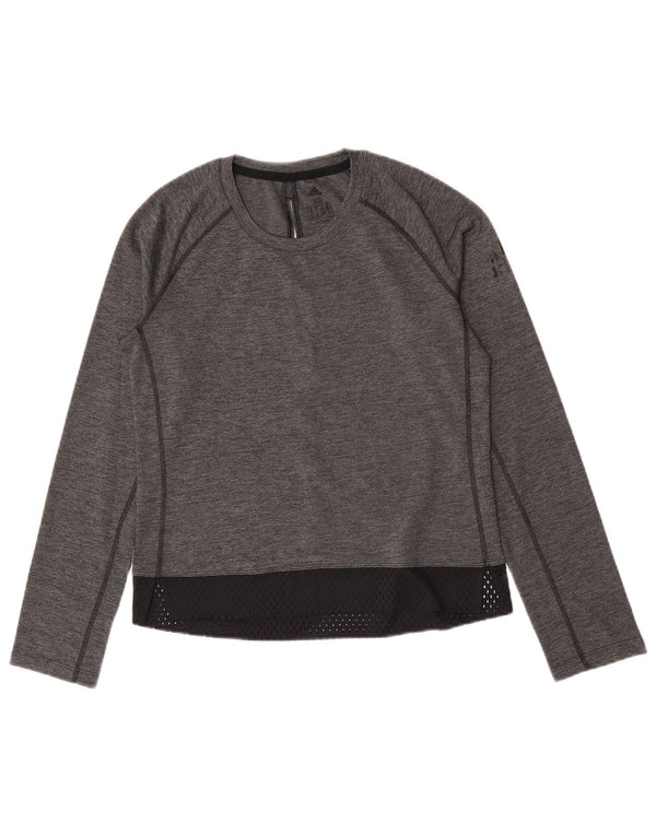 Adidas Dame Top Langærmet UK 4/6 XS Grå Colourblock Polyester