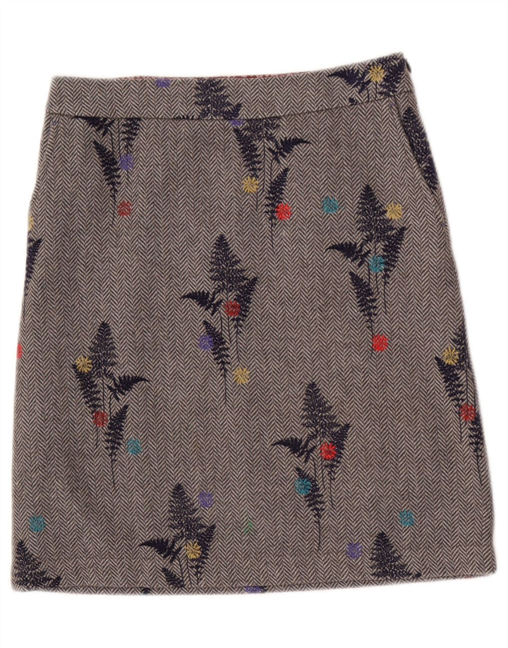 White Stuff Dame A-Line nederdel UK 8 Small W30 Grey Floral Polyester
