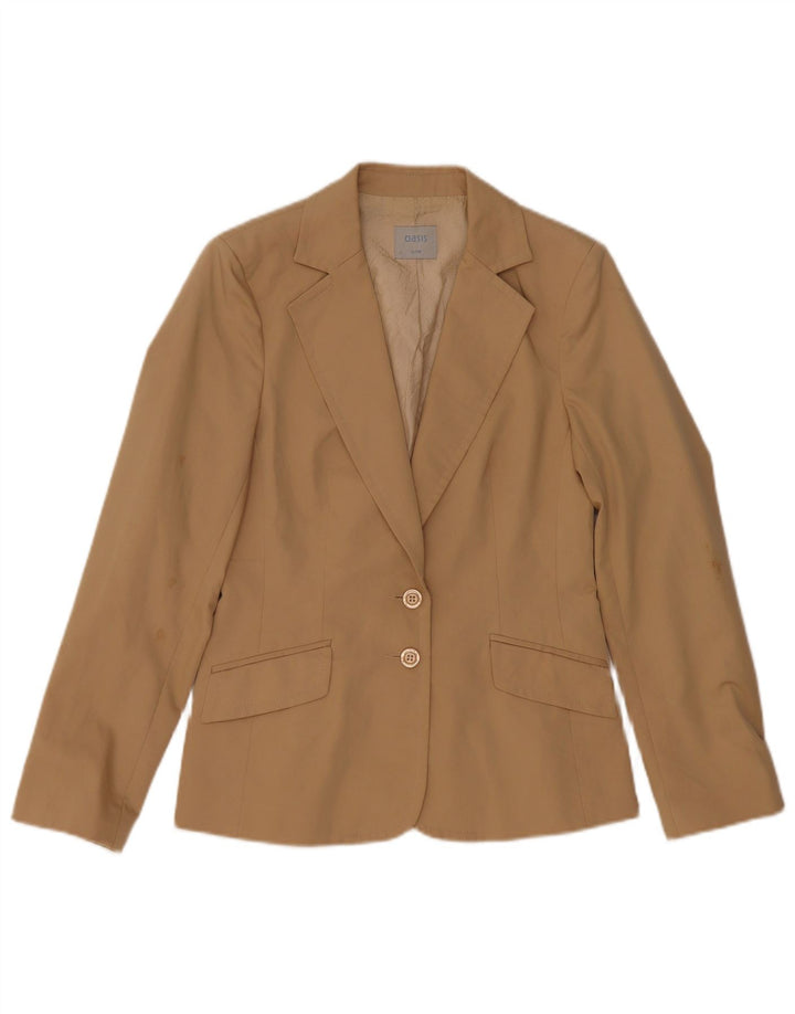 Oasis Dame 2 Button Blazer Jacket UK 12 Medium Beige Polyester Classic