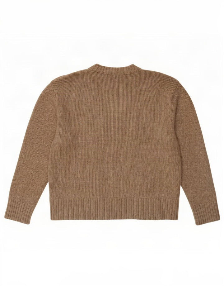 Zara Womens Oversized Crew Neck Jumper Sweater UK 10 Small Brown Polyester