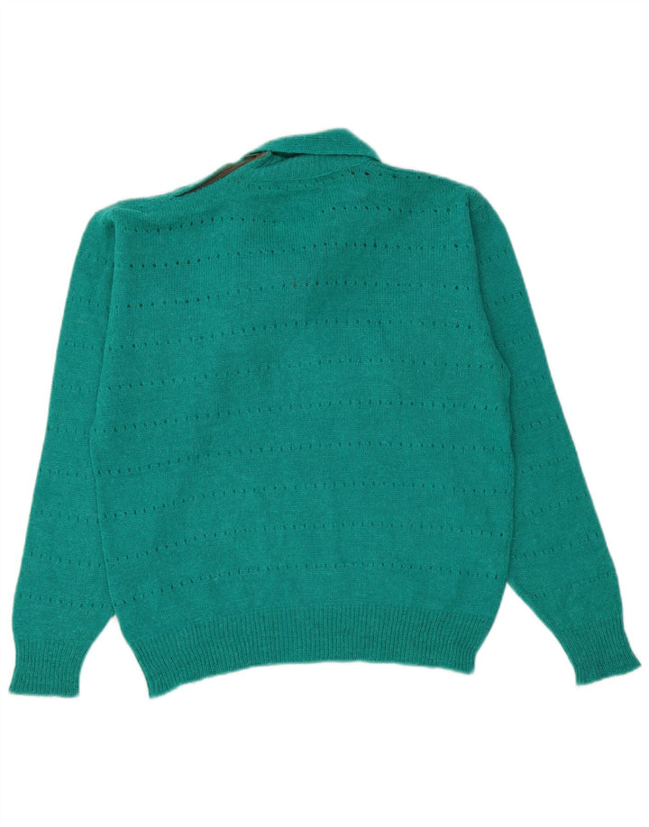 Vintage Dame V-hals sweater UK 14 Medium Green