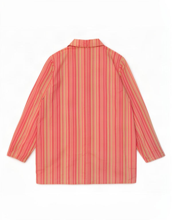 L.L.Bean Womens Petite 5 Button Blazer Jacket UK 14 Medium Pink Striped