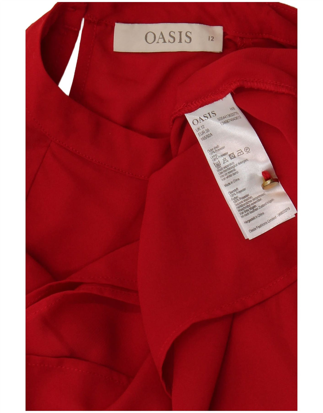 Oasis Damebluse Top UK 12 Medium Rød Polyester