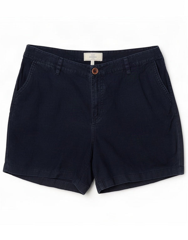 Fat Face Dame Chino Shorts UK 14 Large W34 Navy Blue Linen