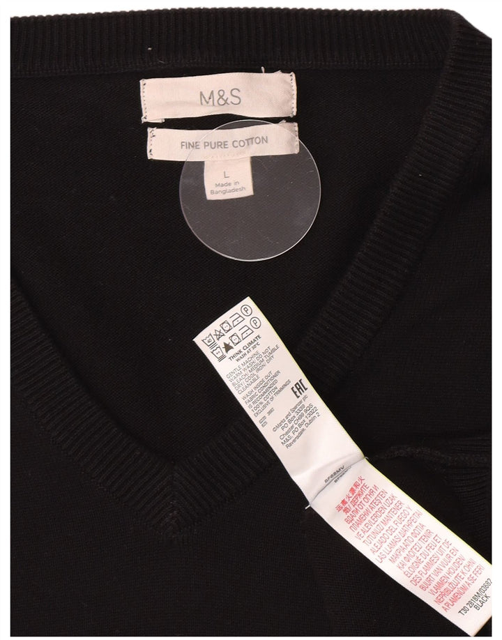 Marks & Spencer Herre V-hals sweater Stor sort bomuld