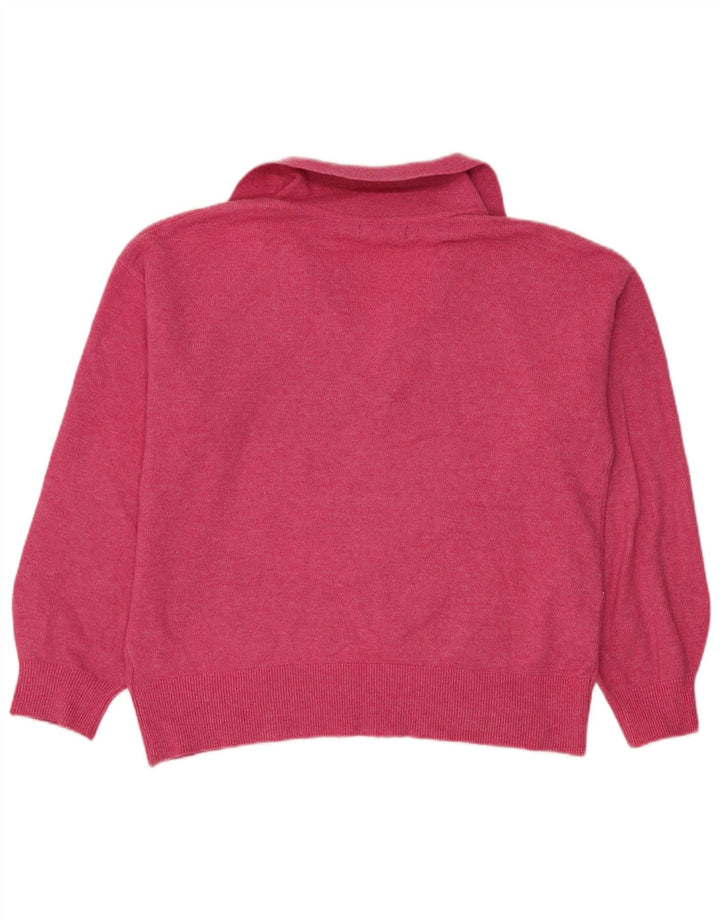 Marks & Spencer Dame Oversized Polo Neck Jumper Sweater UK 14 Medium Pink