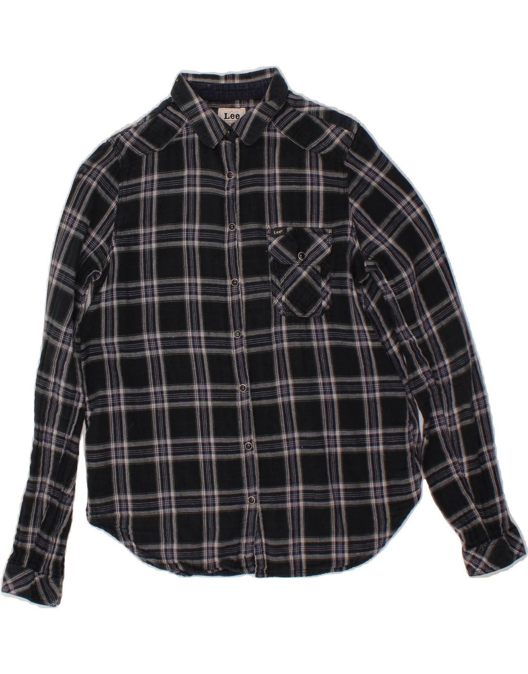 LEE Womens Shirt UK 10 Small Black Check Cotton Vintage Lee and Second-Hand Lee from Messina Hembry 