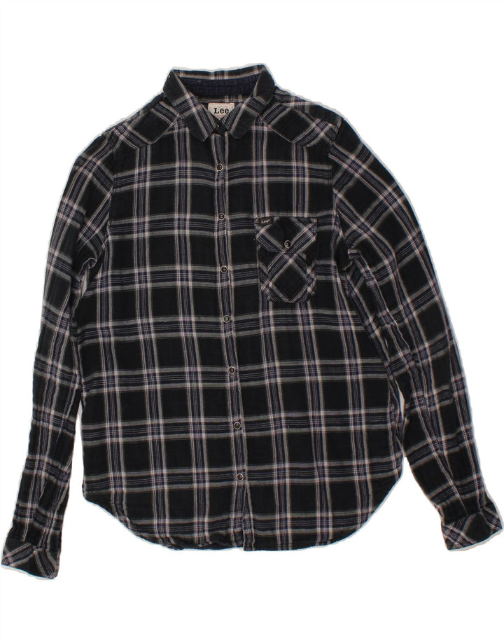LEE Womens Shirt UK 10 Small Black Check Cotton Vintage Lee and Second-Hand Lee from Messina Hembry 