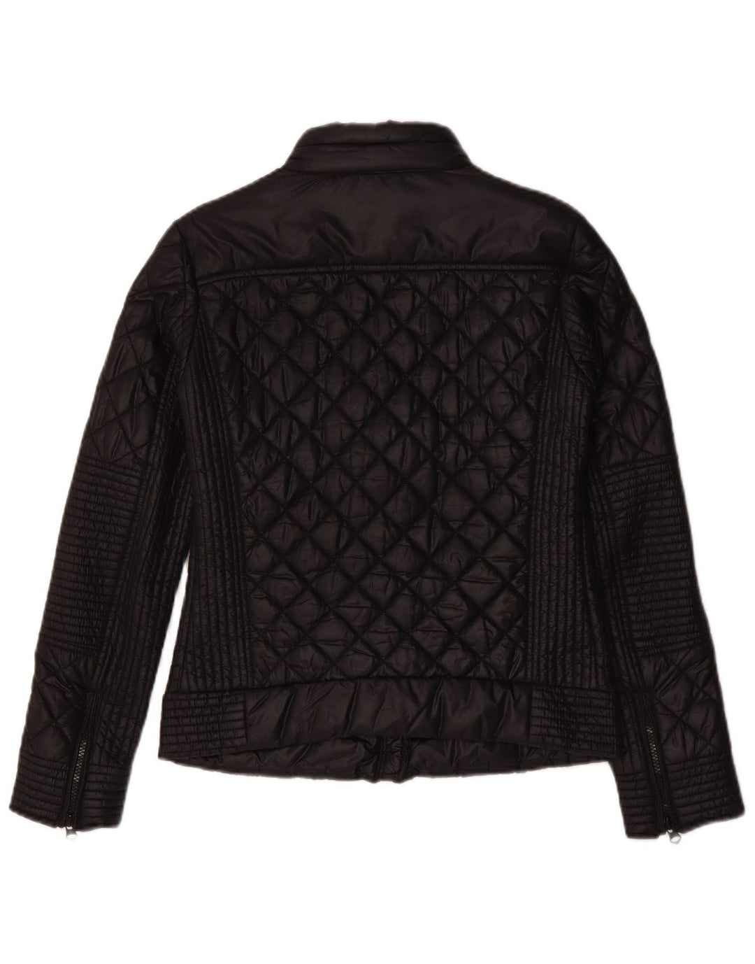 Replay Dame Quiltet Jakke UK 14 Medium Sort Polyamid