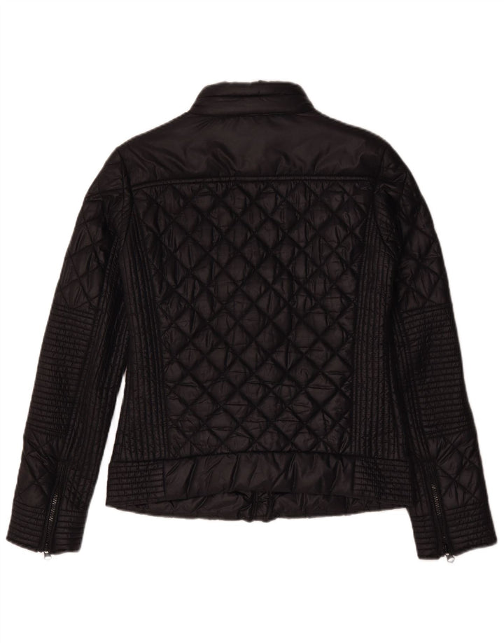 Replay Dame Quiltet Jakke UK 14 Medium Sort Polyamid