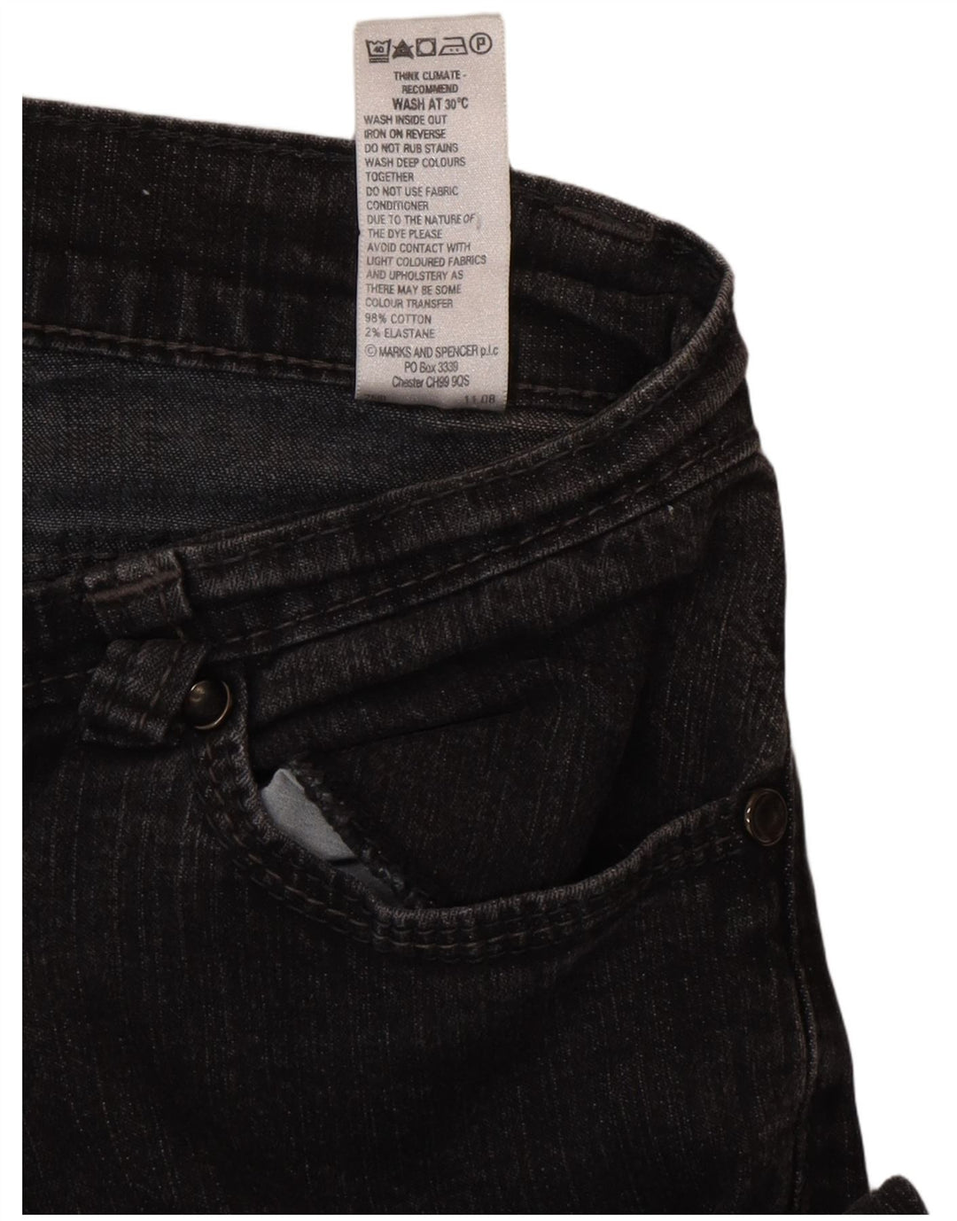 Marks & Spencer Dame Bootcut Jeans UK 10 Small W27 L29 Black Bomuld