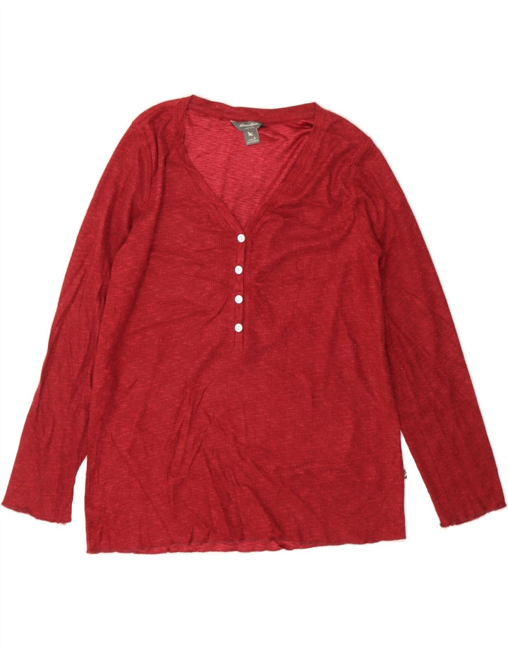 EDDIE BAUER Womens Top Long Sleeve UK 10 Small Red Polyester Vintage Eddie Bauer and Second-Hand Eddie Bauer from Messina Hembry 
