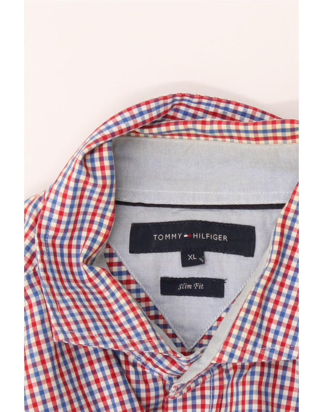 TOMMY HILFIGER Mens Slim Fit Shirt XL Multicoloured Gingham Cotton Vintage Tommy Hilfiger and Second-Hand Tommy Hilfiger from Messina Hembry 