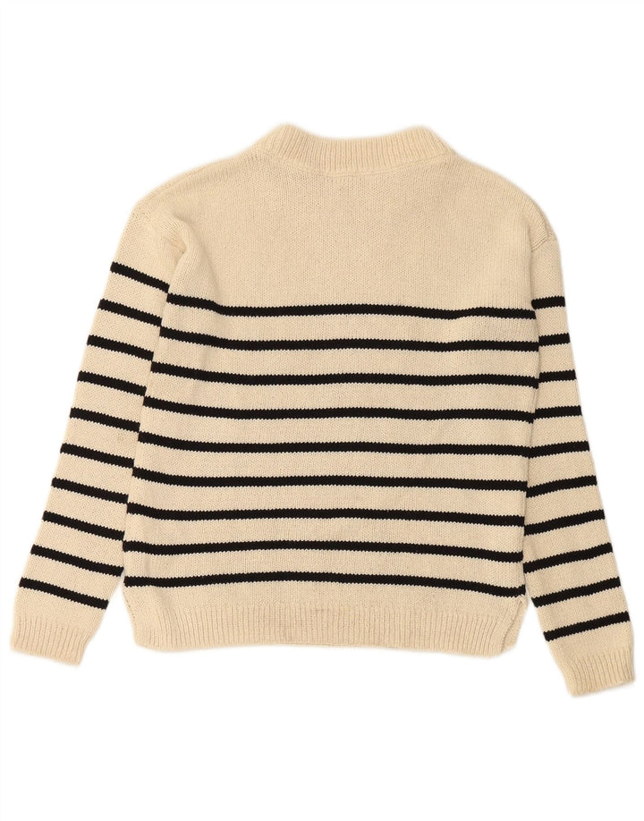 HOBBS Dame Oversized Crew Neck sweater UK 6 XS Off White stribet