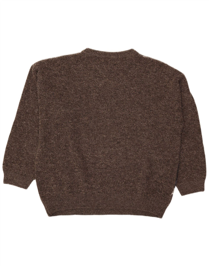 Island Herre Boat Neck Jumper Sweater IT 52 Large Brown Argyle/Diamond