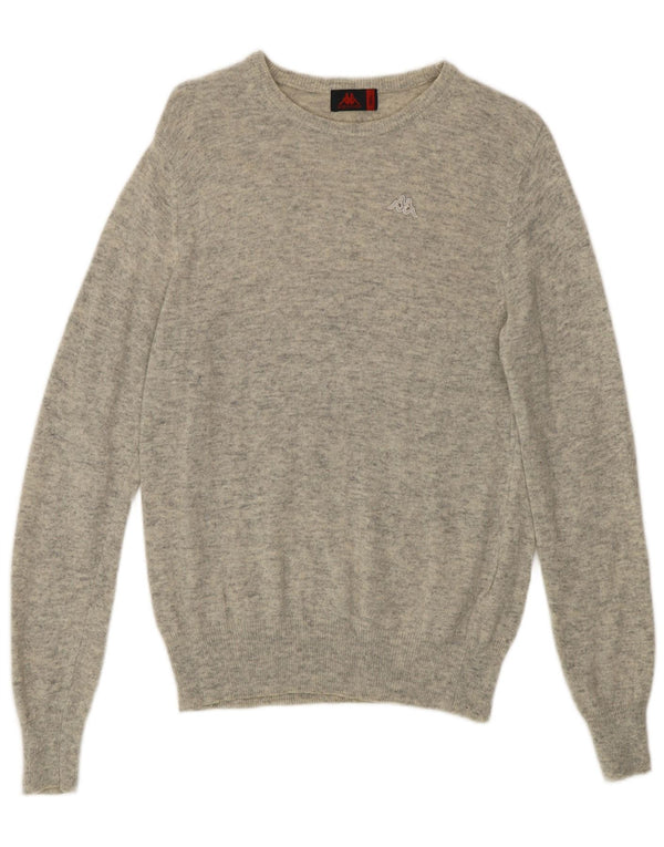 KAPPA Herre Boat Neck Jumper Sweater Lille Grå Flecked Lammeuld