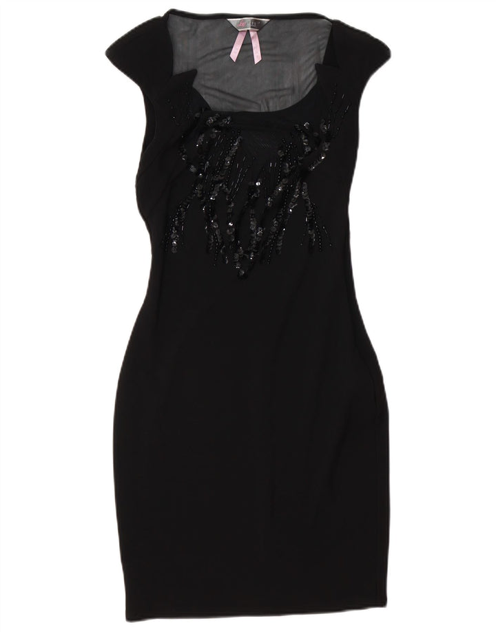 Lipsy Womens Bodycon Dress UK 10 Small Black Polyester