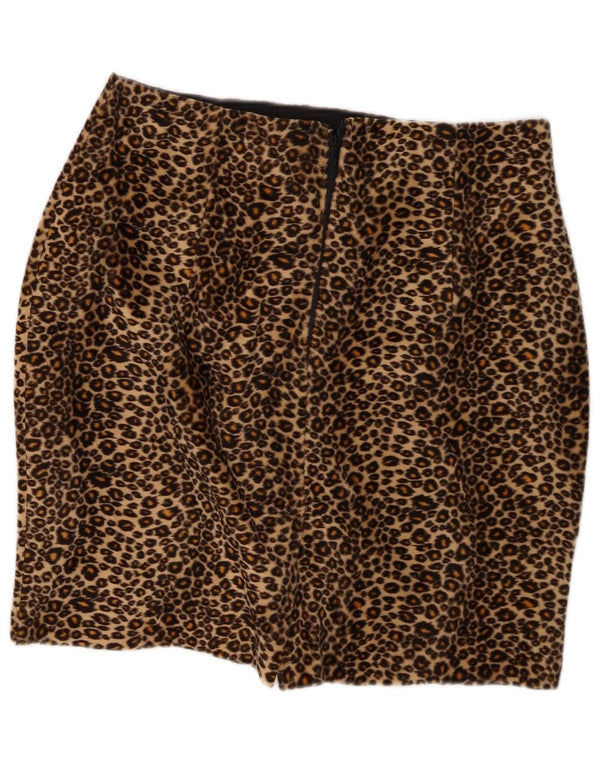 Zara Pencil Nederdel til kvinder W32 Large Brown Animal Print Polyester