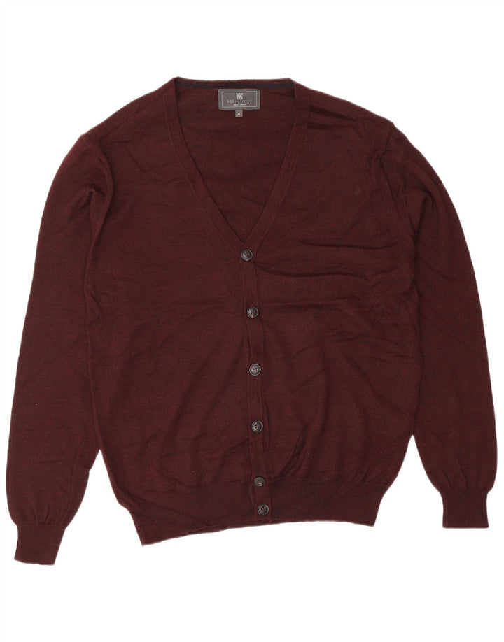 Marks & Spencer Herre Cardigan Sweater Medium Burgundy Akryl