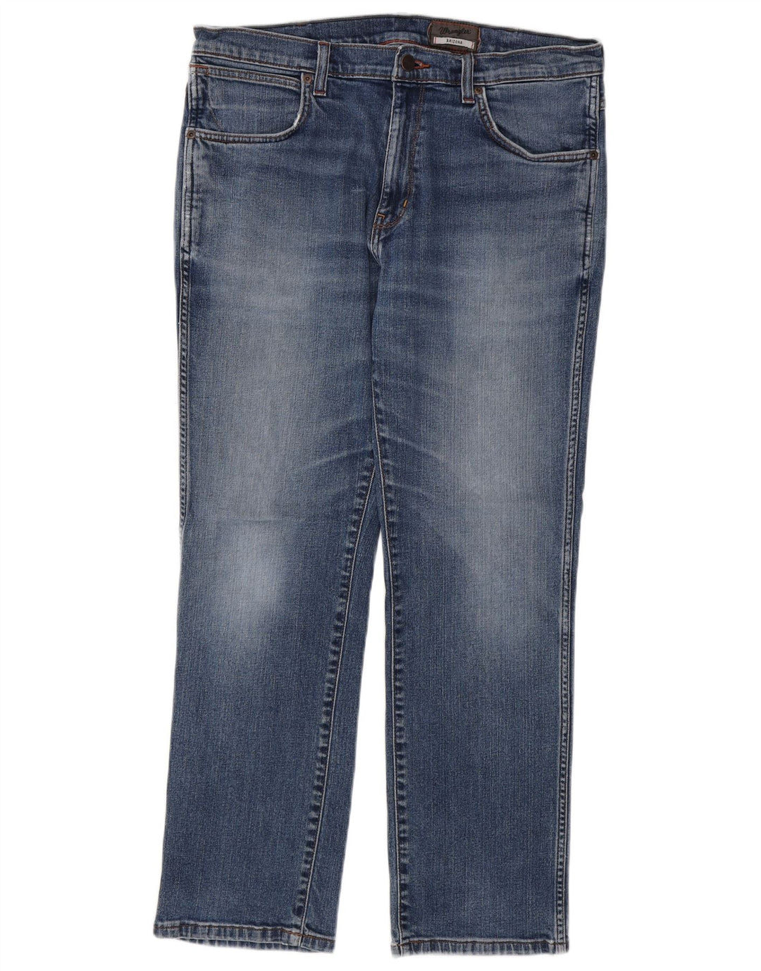 WRANGLER Herre Arizona Stretch Straight Jeans W36 L30 Blå Bomuld