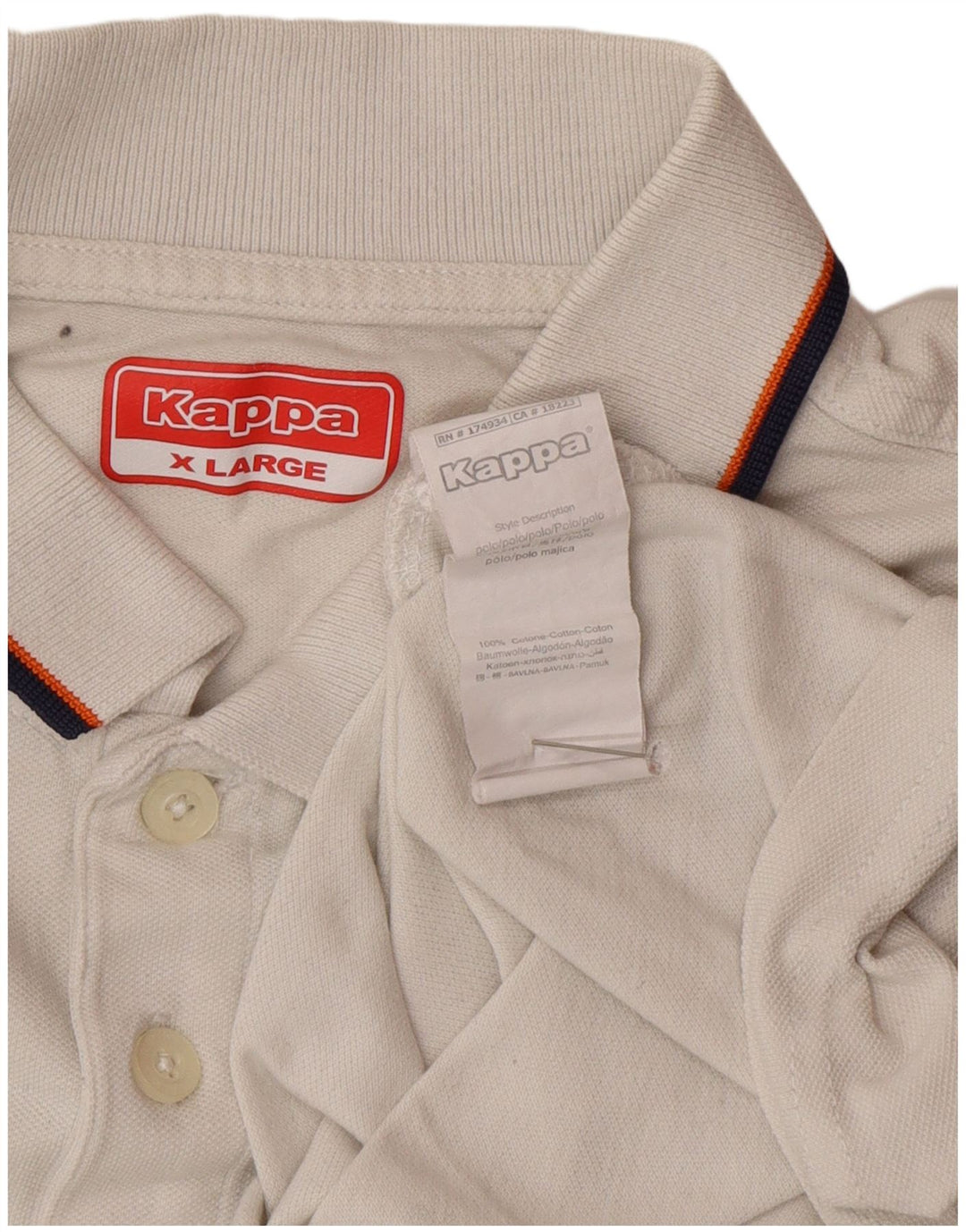 Kappa herre poloshirt XL hvid bomuld