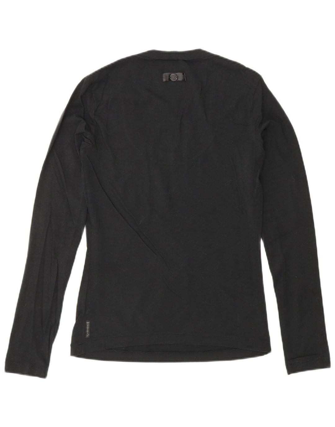 ARMANI JEANS Dame Top Langærmet UK 10 Small Black Bomuld