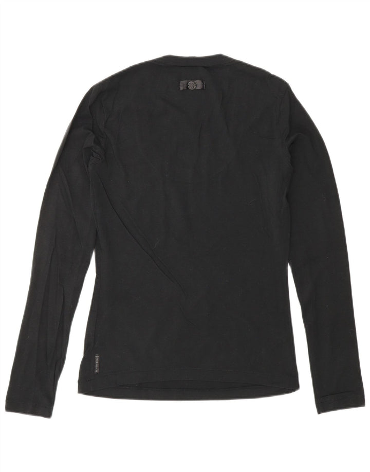 ARMANI JEANS Dame Top Langærmet UK 10 Small Black Bomuld