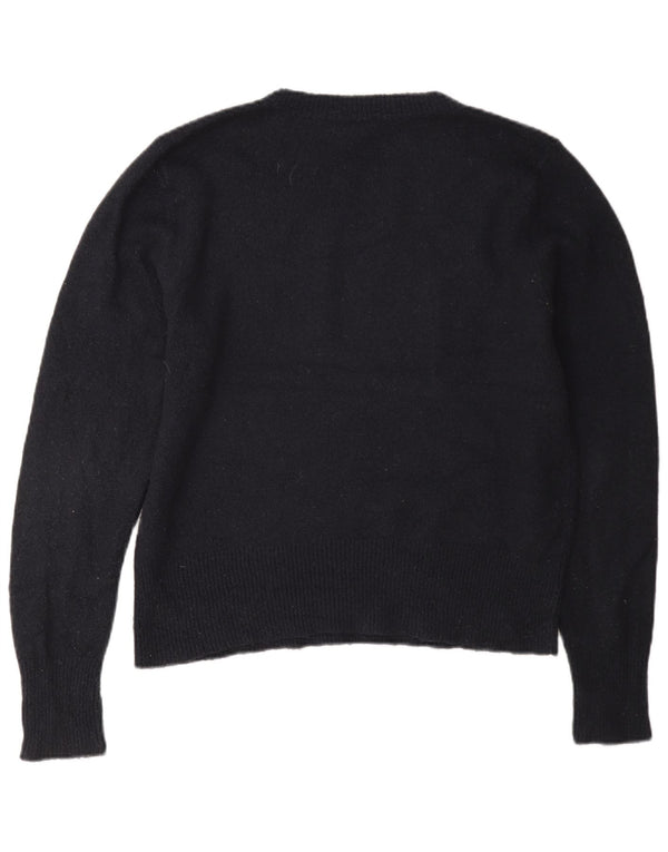Oasis Dame Grafisk Crew Neck Jumper Sweater UK 16 Large Navy Blue Akryl