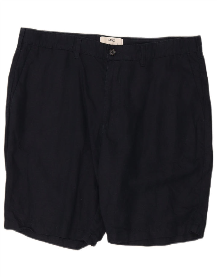 Marks & Spencer Herre Chino Shorts W36 Large Navy Blue Flax