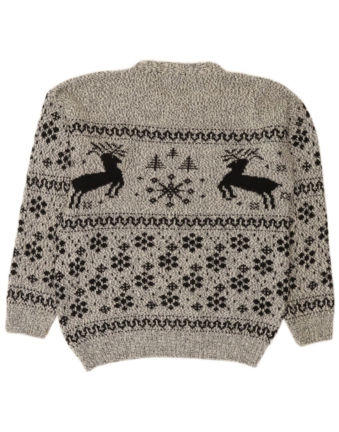 Cotton Republic Herre sweater med rund hals, Medium Grey Fair Isle