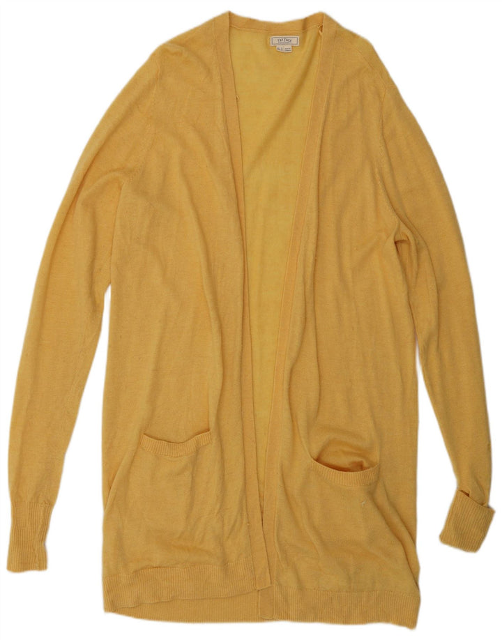 FAT FACE Womens Longline Open Cardigan Sweater UK 14 Medium Yellow Wool