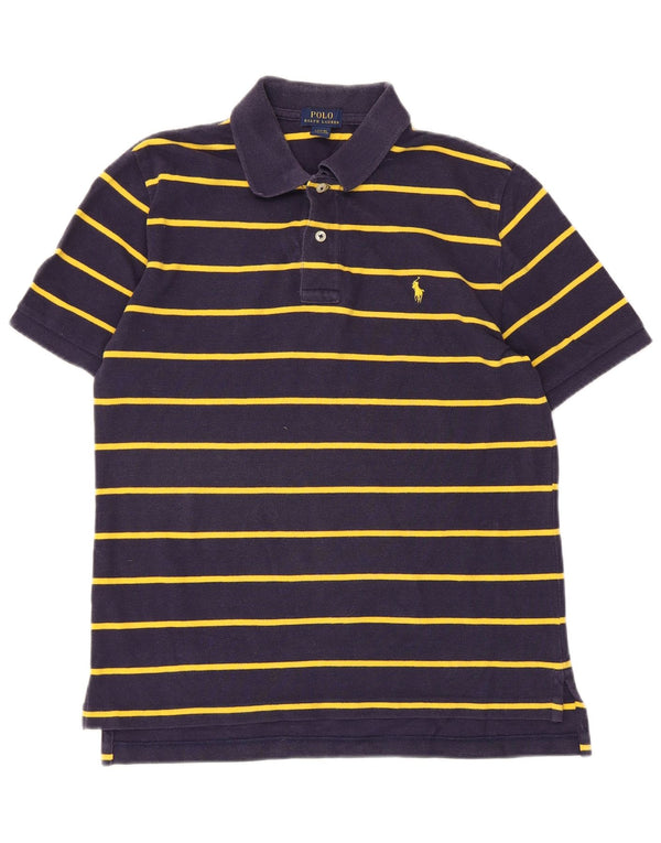 POLO RALPH LAUREN Boys Polo Shirt 14-15 Years Large  Navy Blue Striped