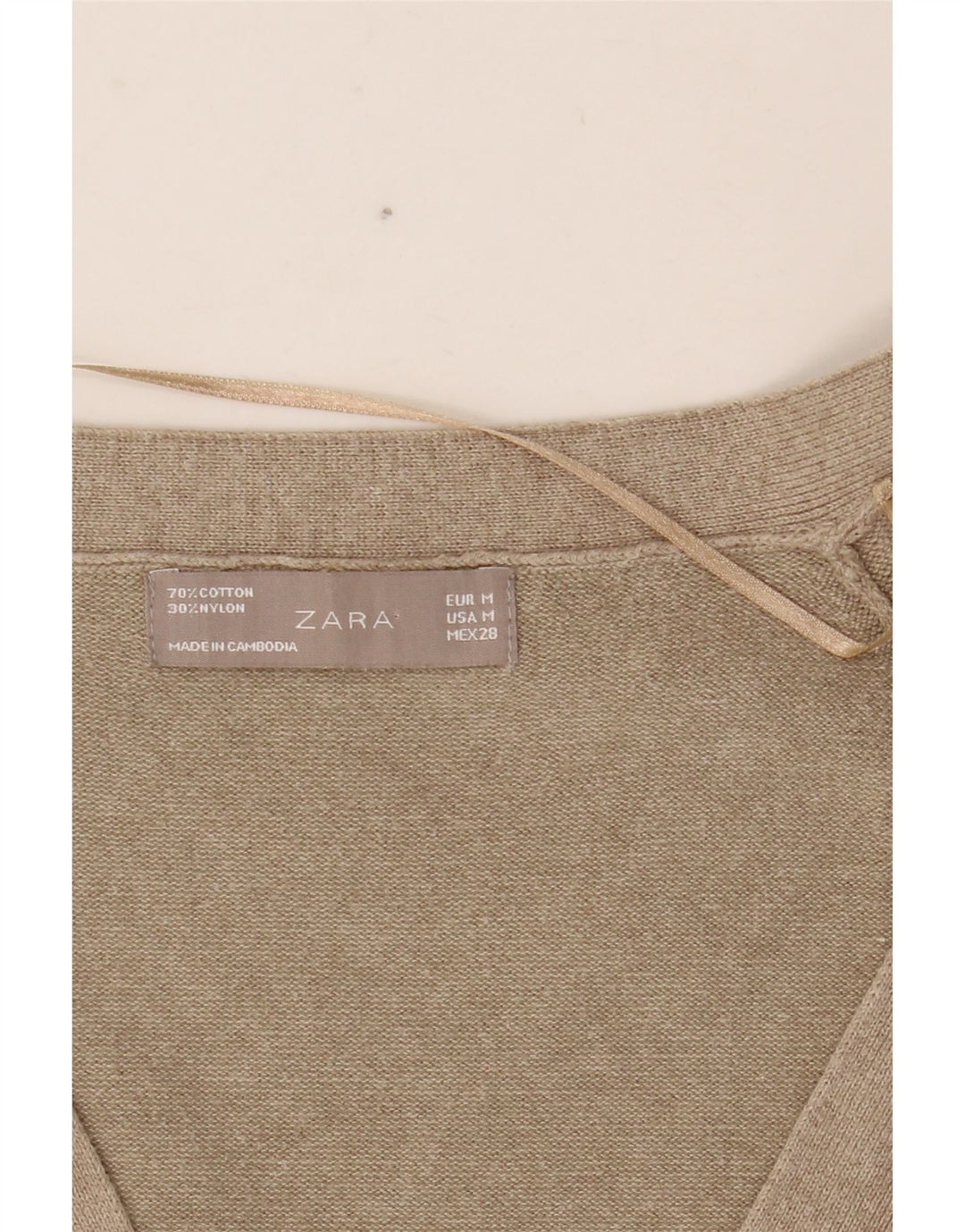 ZARA Cardigan sweater til kvinder UK 12 Medium Beige Bomuld