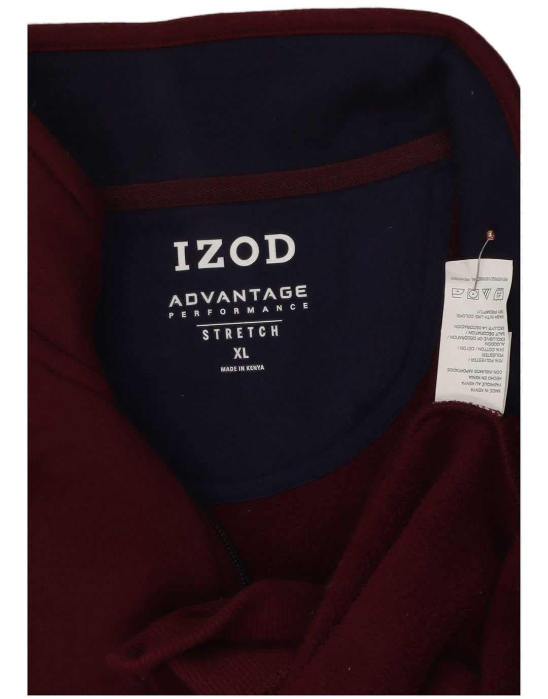 IZOD Sweatshirt med lynlås til mænd XL Burgundy Polyester
