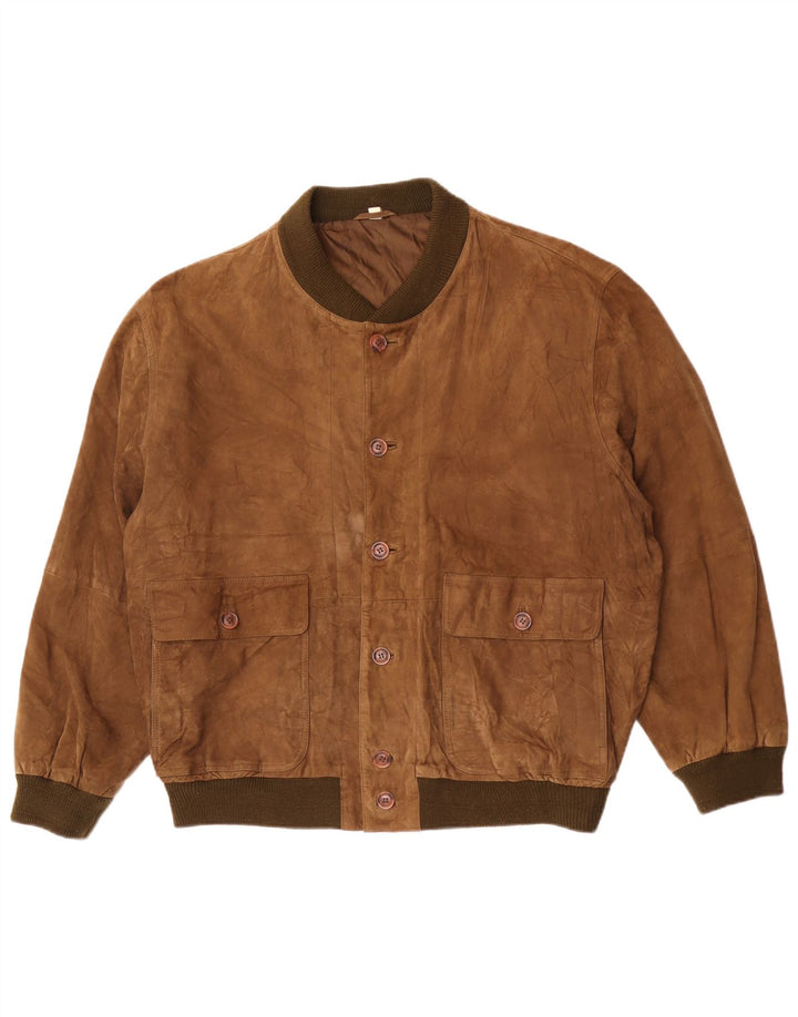 Vintage herre bomber ruskindsjakke IT 52 XL brunt læder