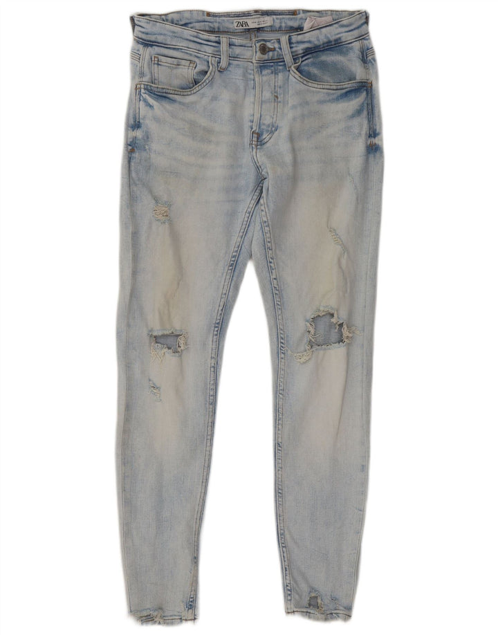 Zara Herre Distressed Skinny Jeans EU 40 Medium W31 L29 Blå