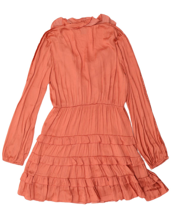 PINKO Dame Langærmet Tiered Kjole UK 16 Large Pink