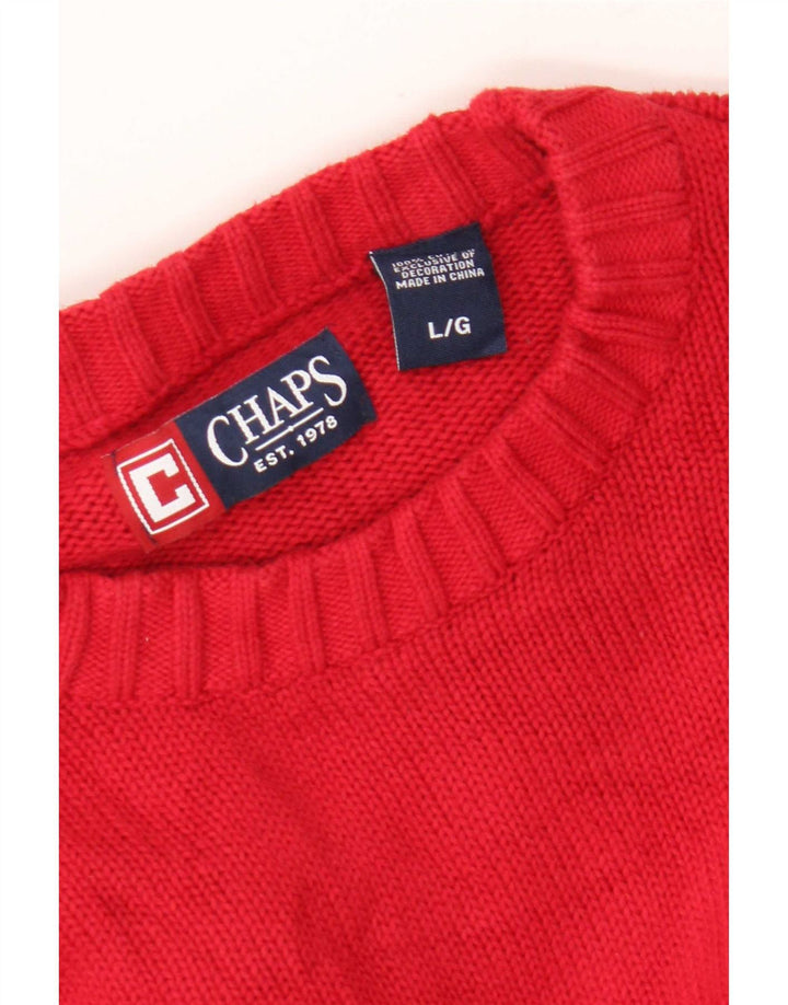 Chaps Herre Crew Neck Jumper Sweater Stor Rød Bomuld