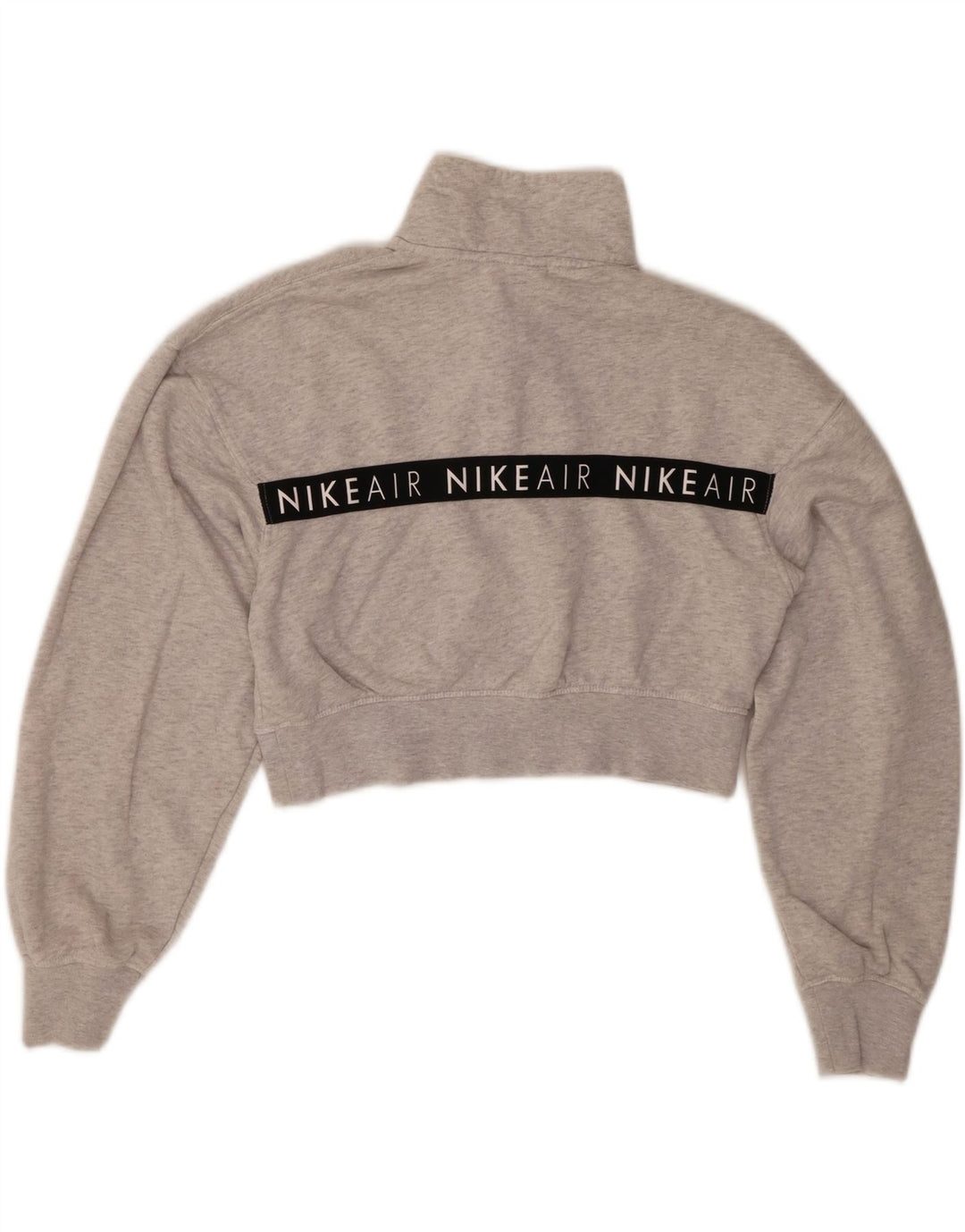 Nike Womens Graphic Crop Sweatshirt Jumper UK 6 XS Grå Bomuld